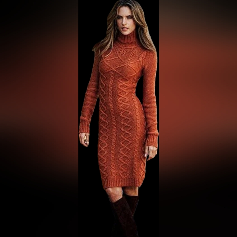 Moda International Cable Knit Tan Dress